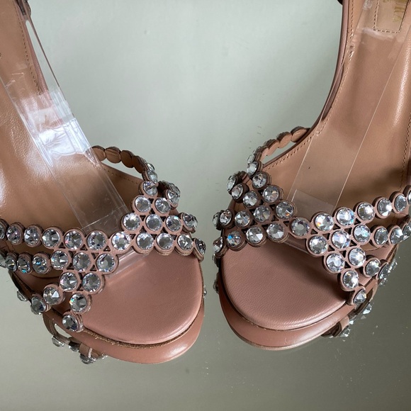 New AQUAZZURA Tequila 85 Blush Leather Sandals $1,525 36 - Picture 12 of 15